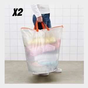 2 Large Laundry Tote Bag with Orange Handles